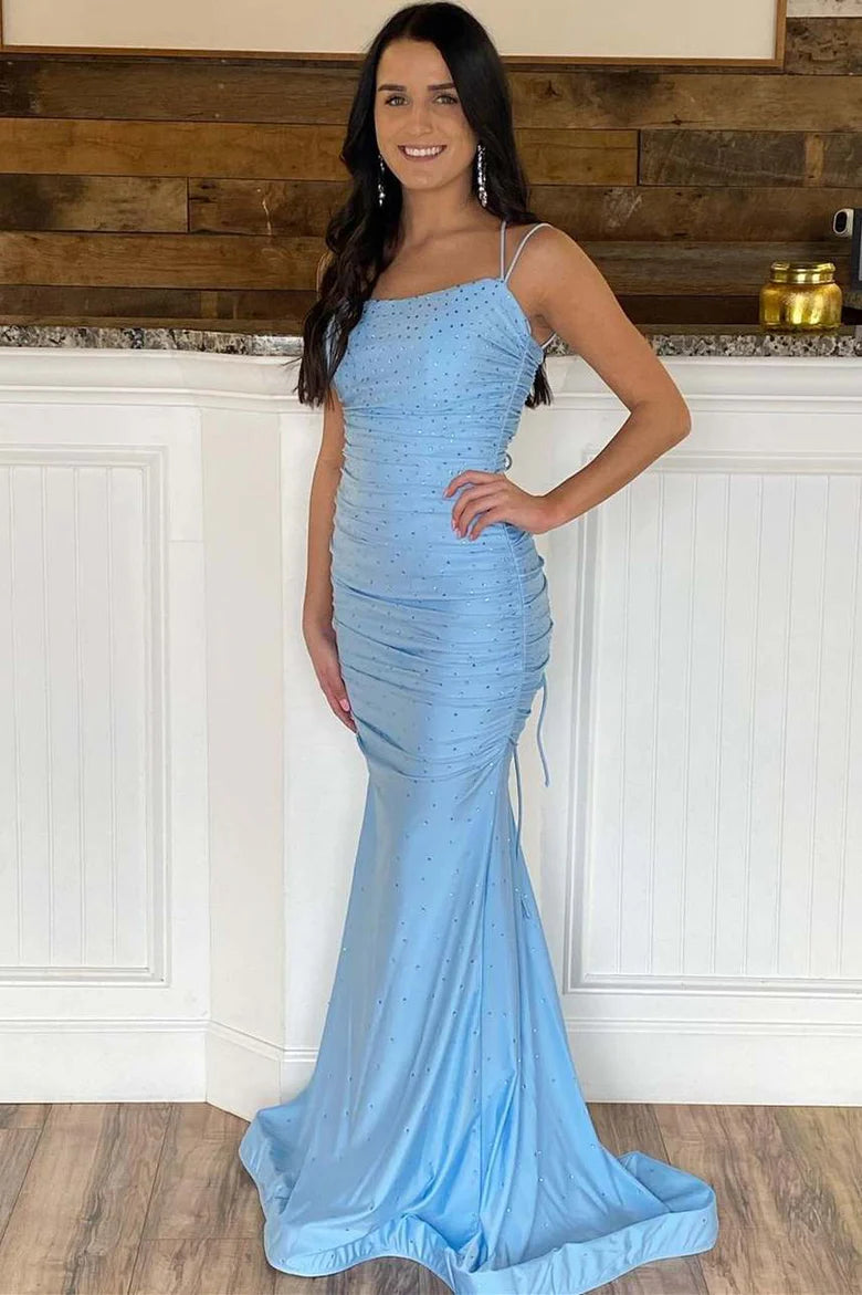 Vestido de fiesta largo de sirena con brillos